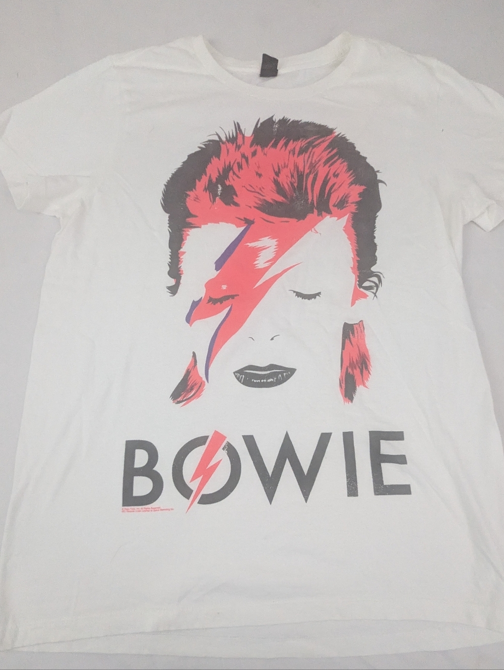 David Bowie Ziggy Stardust Graphic Tee - White with Red/Black Print Medium